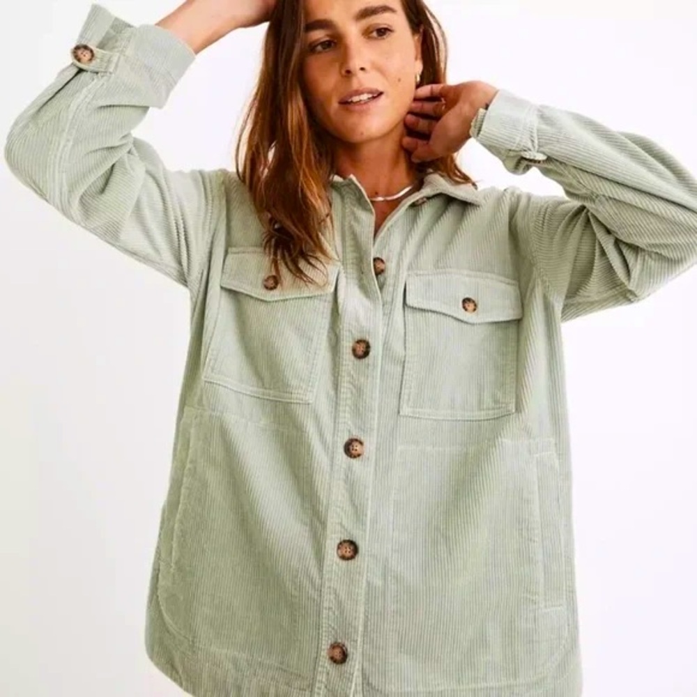 Madewell Sage Mist Corduroy Shacket Barn Jacket Size XS